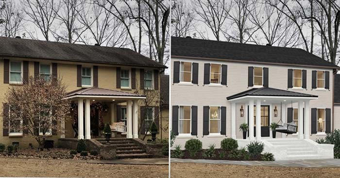 Before and after image of a house
