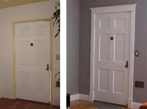 Before and after image of door molding