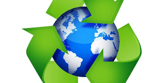 Recycle icon around earth