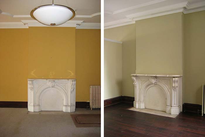 Before and after image of a room