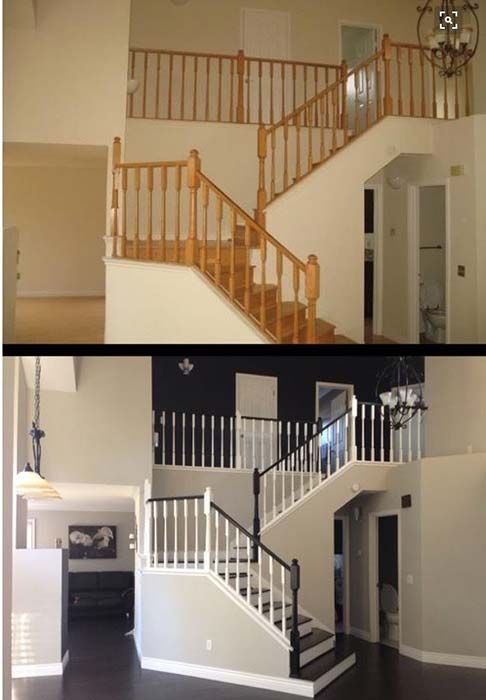Before and after image of a staircase