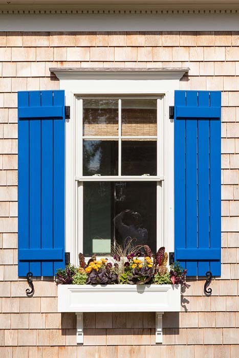 Blue shutters of a window