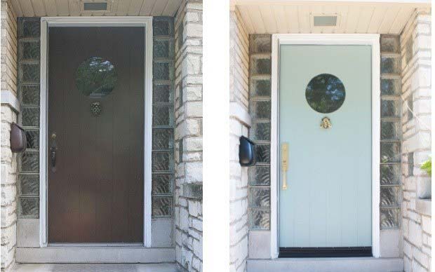 Before and after image of a door