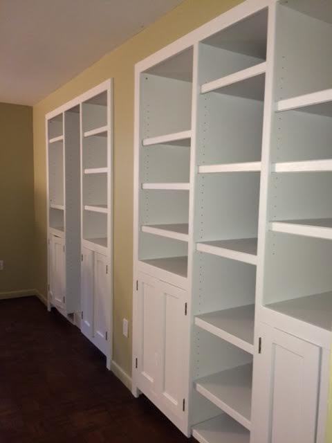 Empty wardrobe shelves