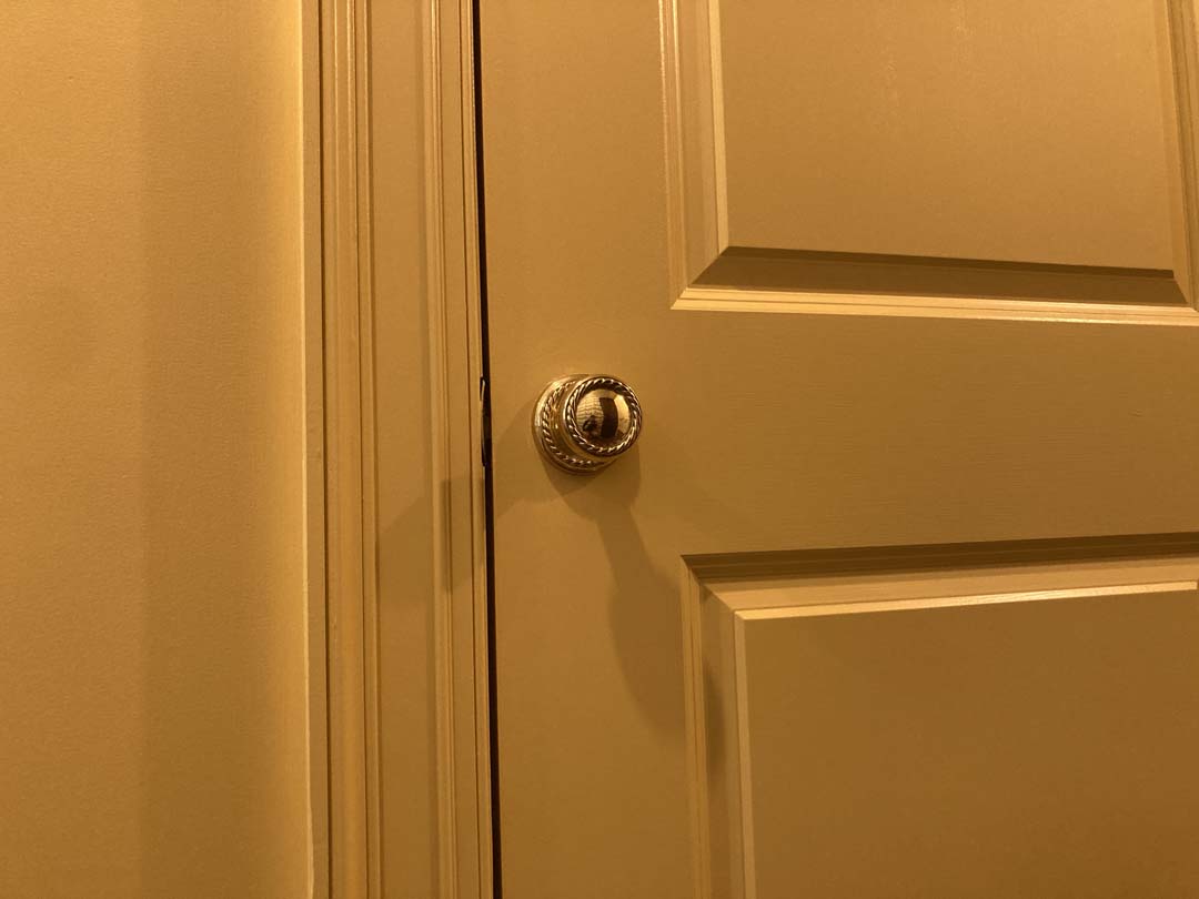 close-up of door knob on door